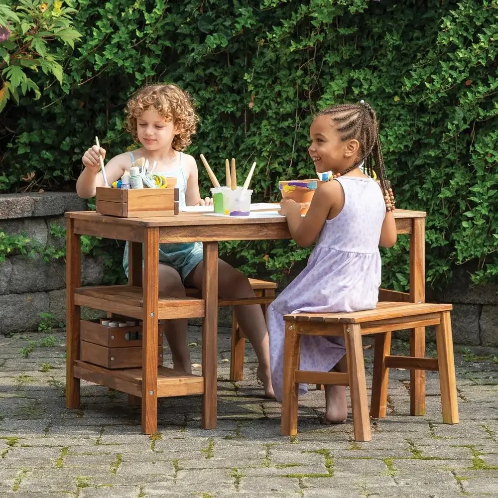 Kids Outdoor Picnic Table - Conjunto de Mesa y 2 Bancos