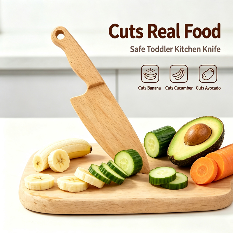 Kids Outdoor Mud Kitchen Accessories - Cuchillo de madera para niños para
