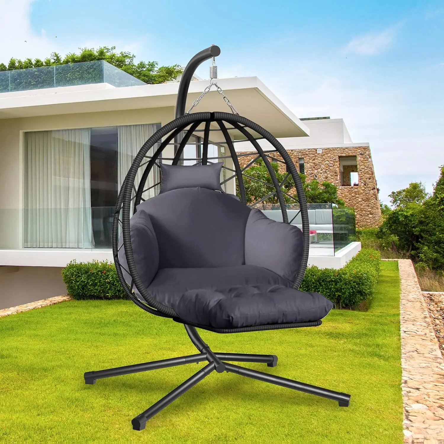 Kids Outdoor Egg Chair - Silla Colgante Tipo Huevo con Soporte