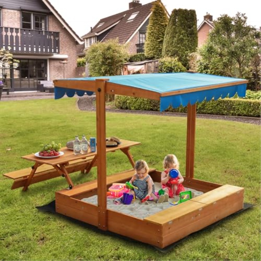 Caja de arena de madera para n - Kids Outdoor Picnic Table reseña y precio