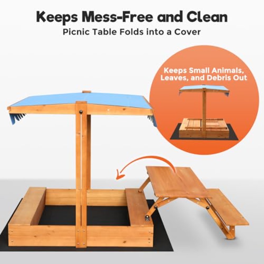 Caja de arena de madera para n - Kids Outdoor Picnic Table reseña y precio