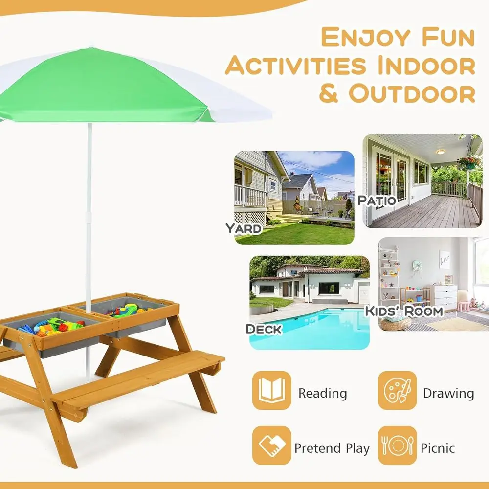 Mesa de Picnic Infantil 3 en 1 - Kids Outdoor Picnic Table reseña y precio