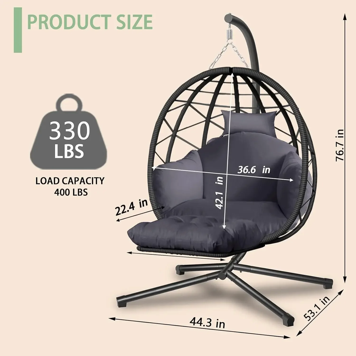 Silla Colgante Tipo Huevo con  - Kids Outdoor Egg Chair reseña y precio