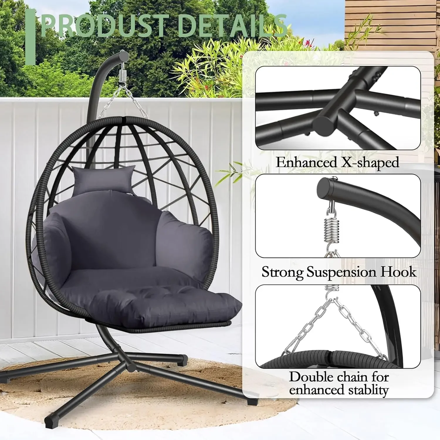 Silla Colgante Tipo Huevo con  - Kids Outdoor Egg Chair reseña y precio
