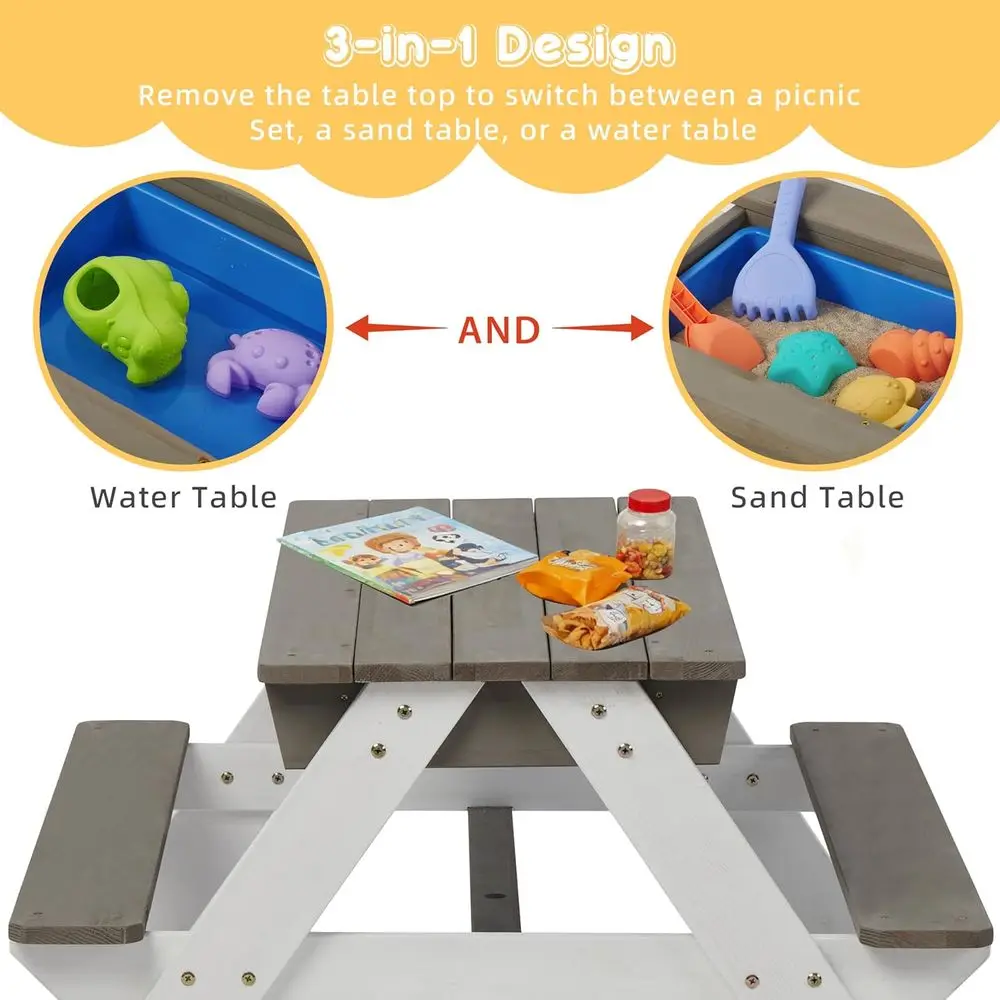 Mesa de Picnic Convertible 3 e - Kids Outdoor Picnic Table reseña y precio