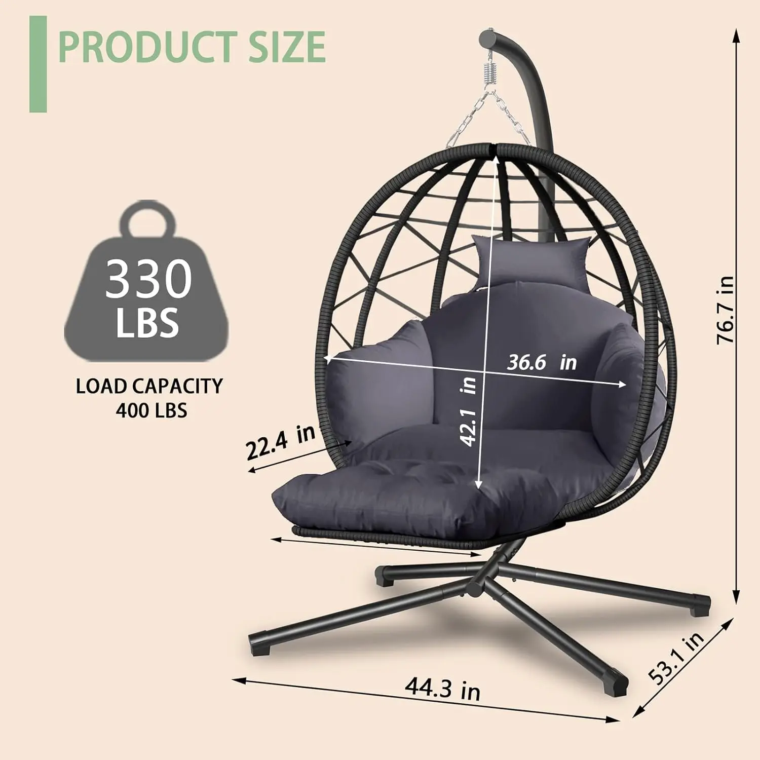 Silla Colgante Tipo Huevo con  - Kids Outdoor Egg Chair reseña y precio