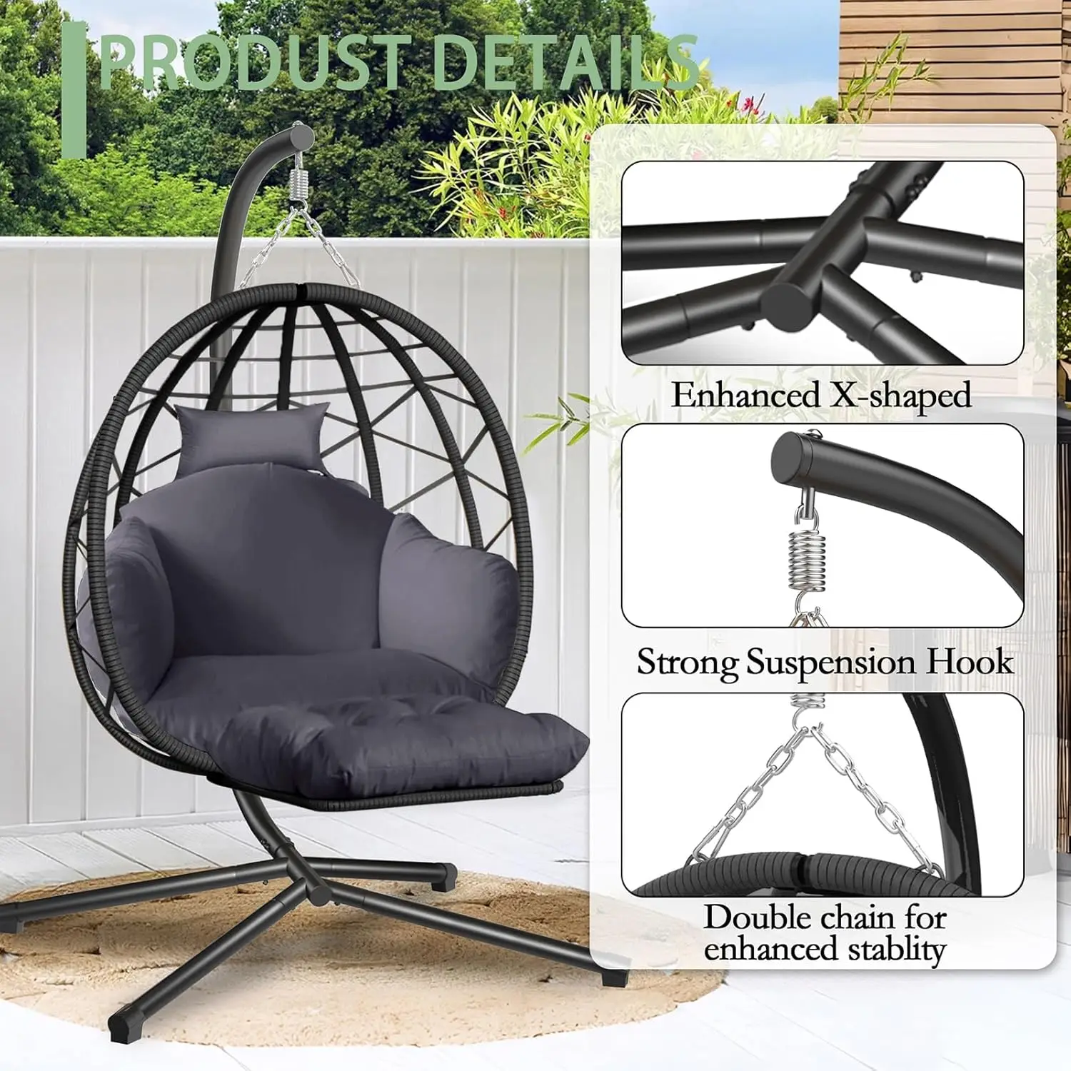Silla Colgante Tipo Huevo con  - Kids Outdoor Egg Chair reseña y precio