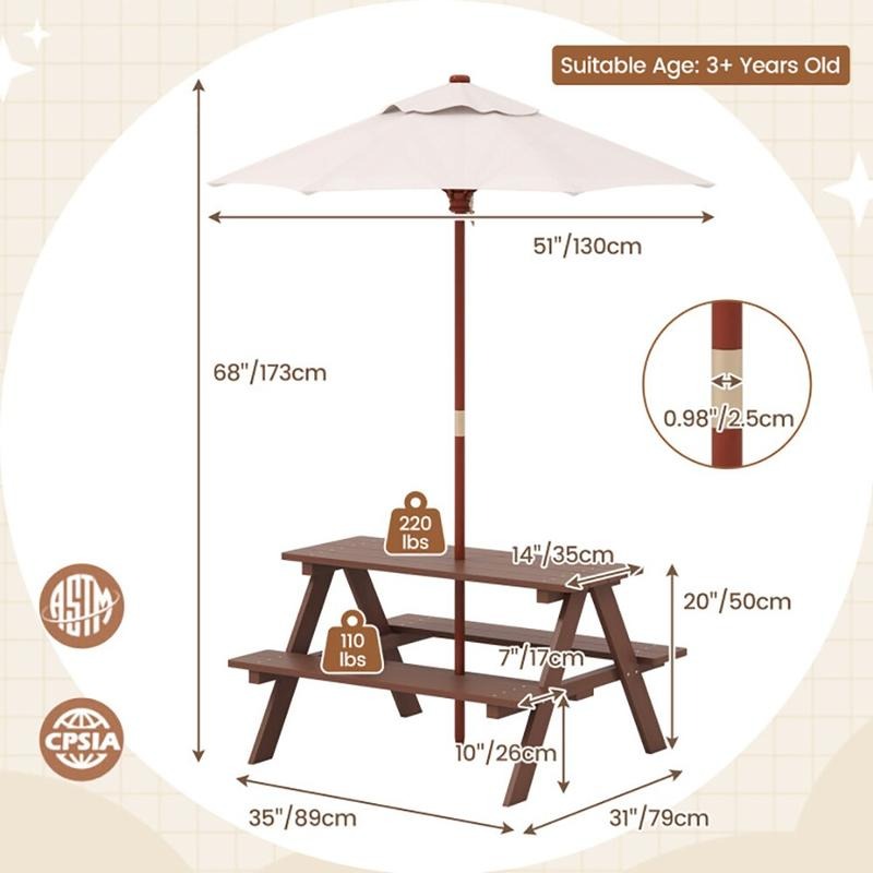 Conjunto de Mesa y Bancos de P - Kids Outdoor Picnic Table reseña y precio
